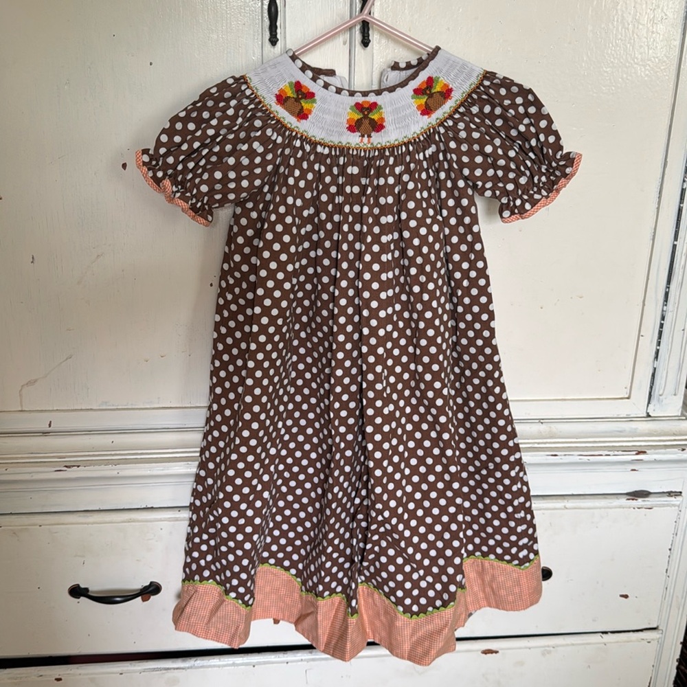 Girls Smocked Thanksgiving Dress Candyland